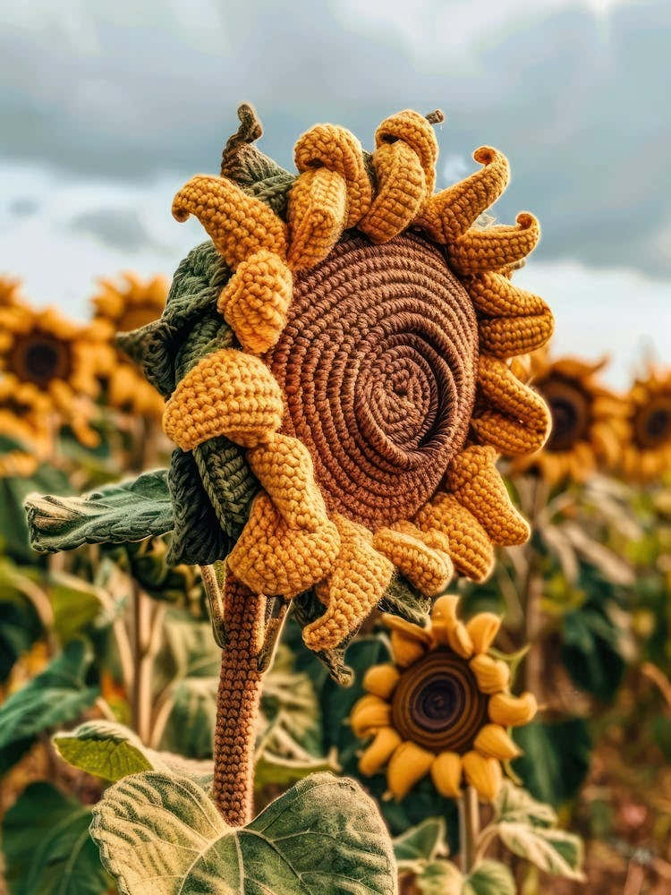 Sunflower Knitted In Crochet 1