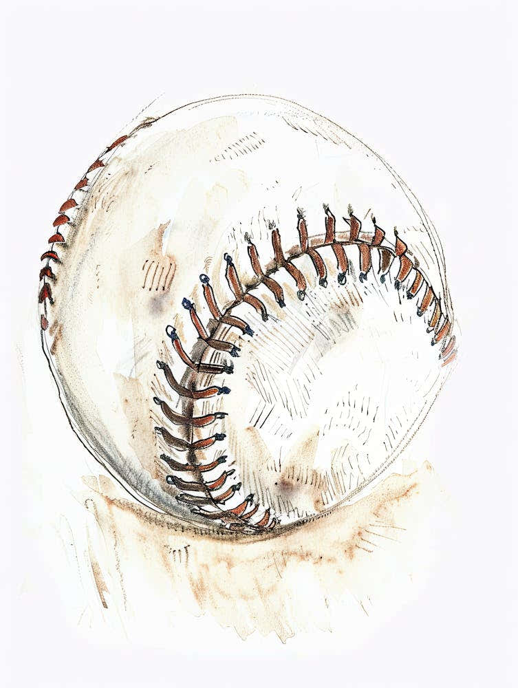 Watercolor Baseball Painting 2