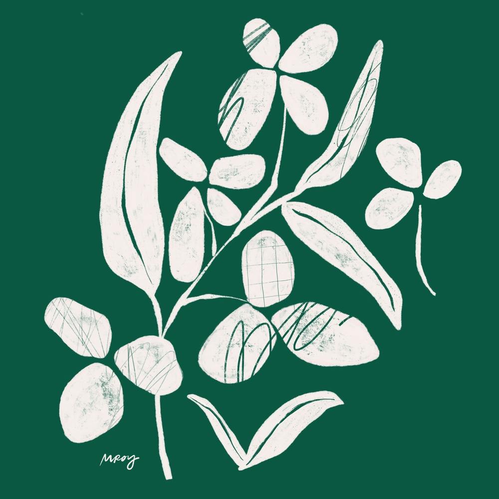 Abstract Floral Green Square