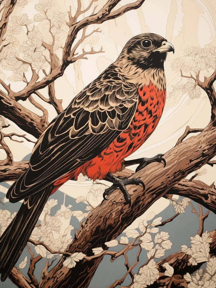 Art Nouveau Birds Poster Falcon 2