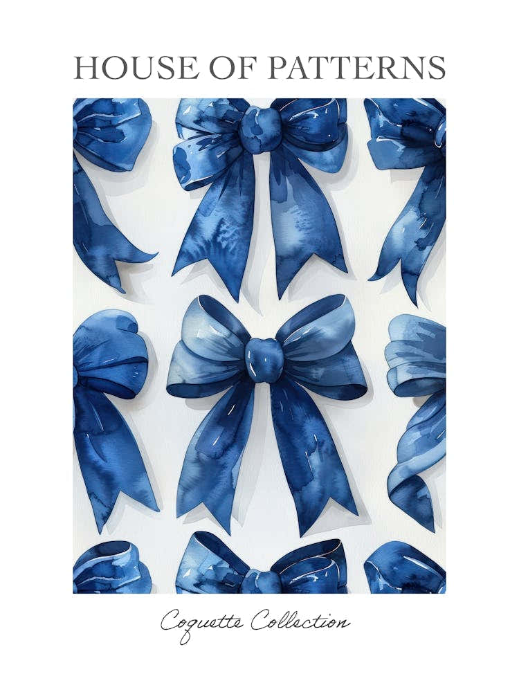 Blue Lace Bows 2 Pattern Poster