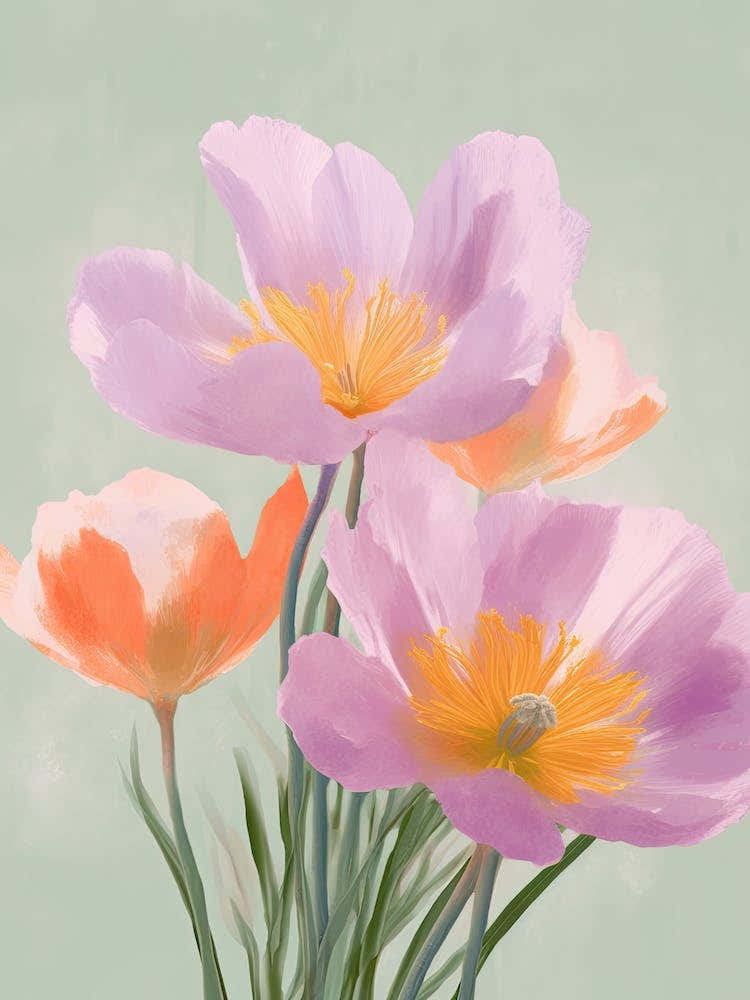 Crocus Flowers Acrylic Painting In Pastel Colours 2