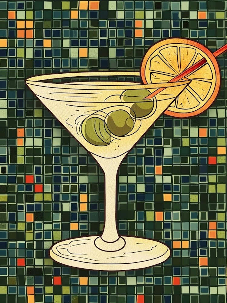 Martini On A Tiled Background