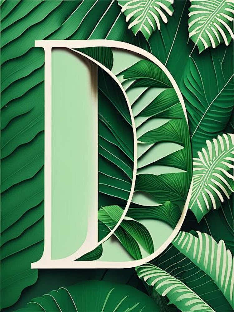 D, Letter, Alphabet Jungle Leaf 1