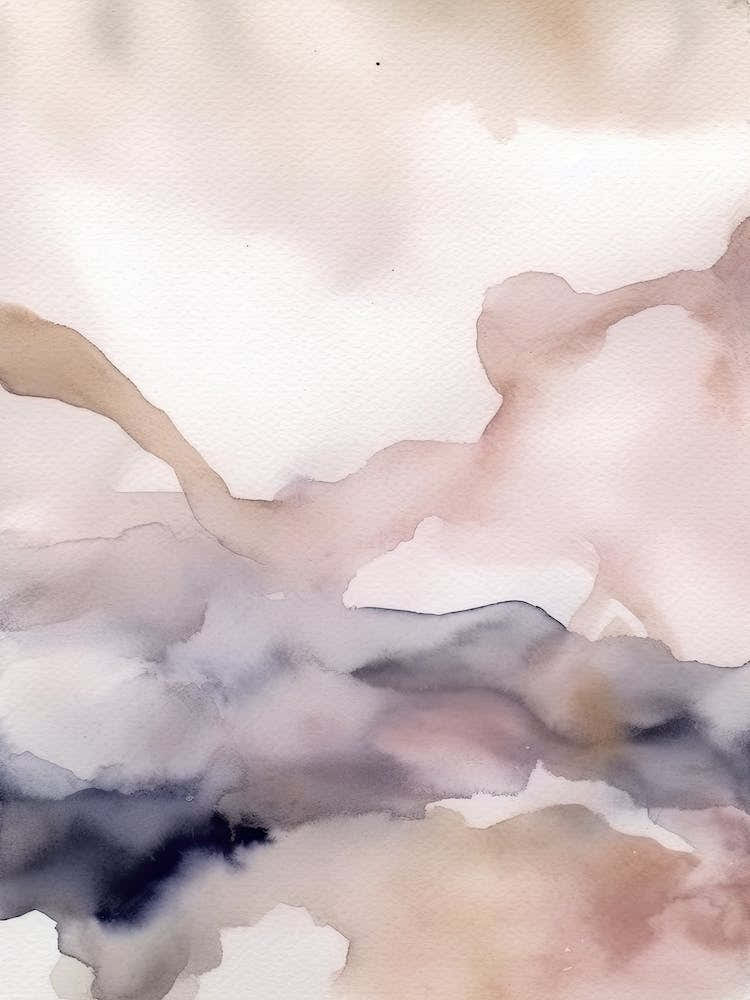 Watercolour Abstract Pink And Beige 4