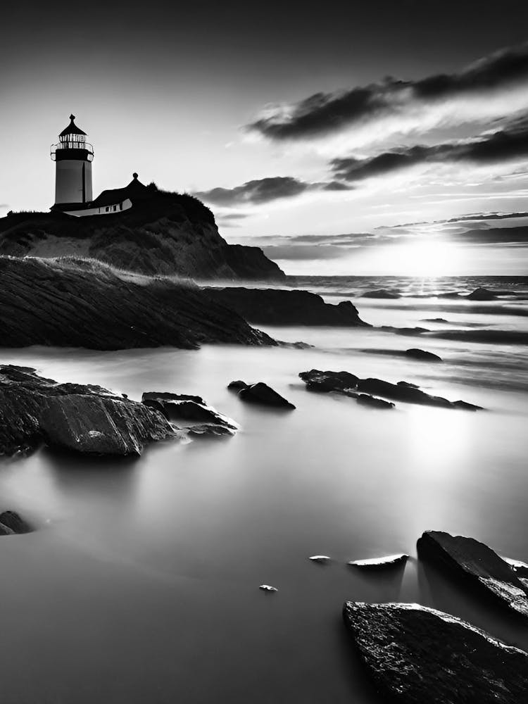 Black And White Lighthouse 12