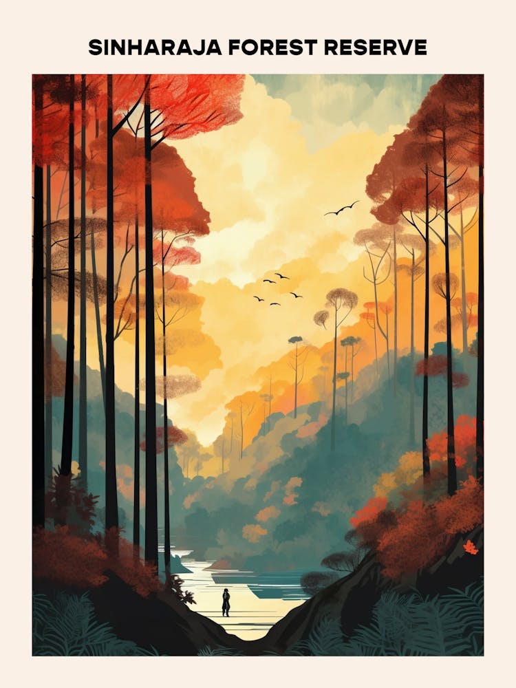 Sinharaja Forest Reserve Midcentury Travel Poster