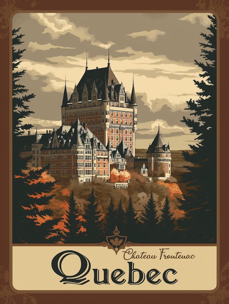 Vintage Travel Poster Of The Chateau Frontenac