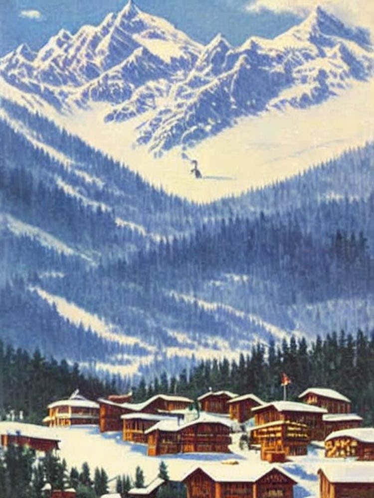 Portillo, Chile Ski Resort Vintage Landscape 1 Skiing Poster