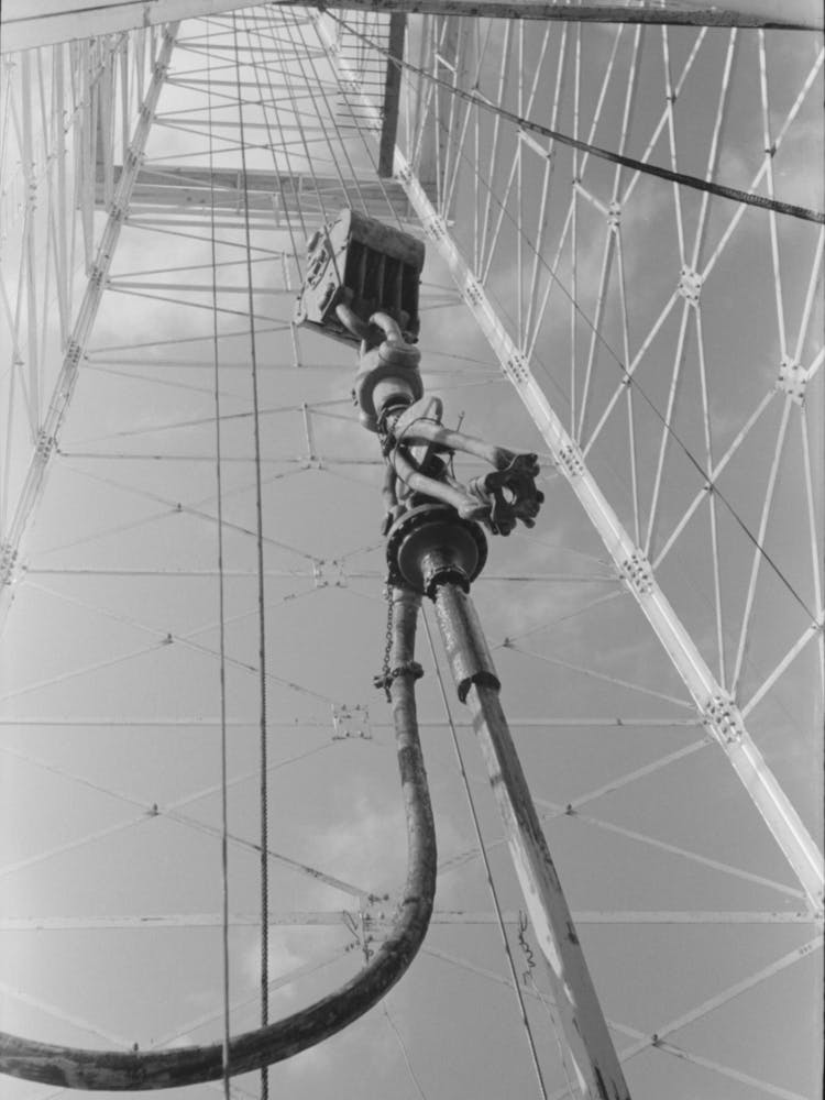 Traveling Block And Derrick Against The Sky, Seminole, Oklahoma By Russell Lee