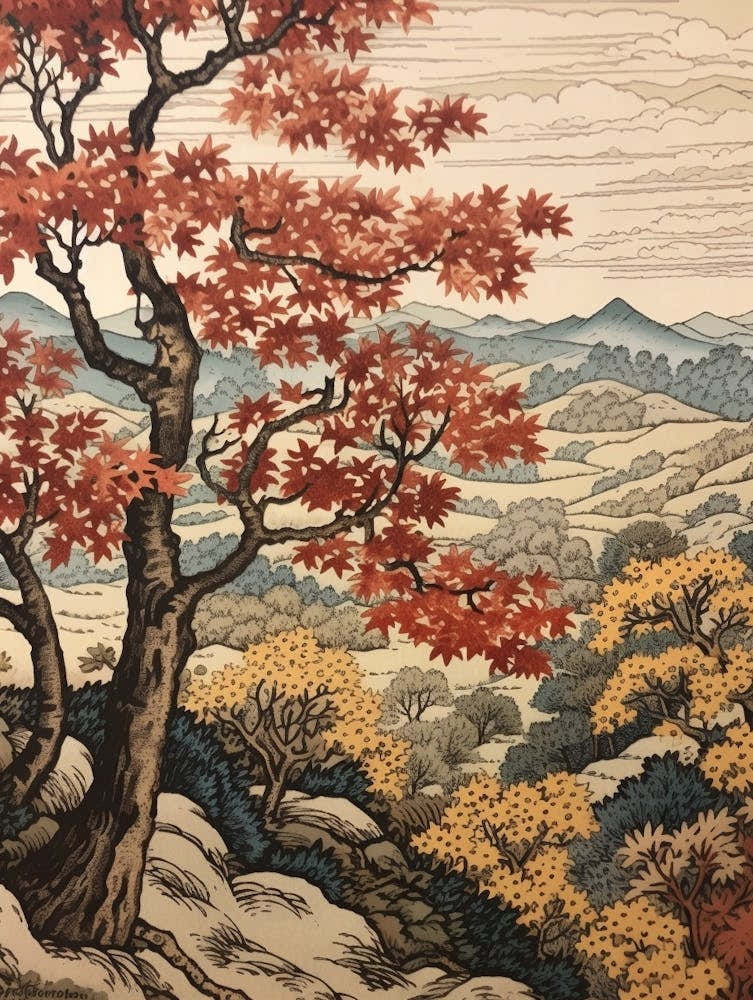 Sweet Cherry 2 Vintage Autumn Tree Print