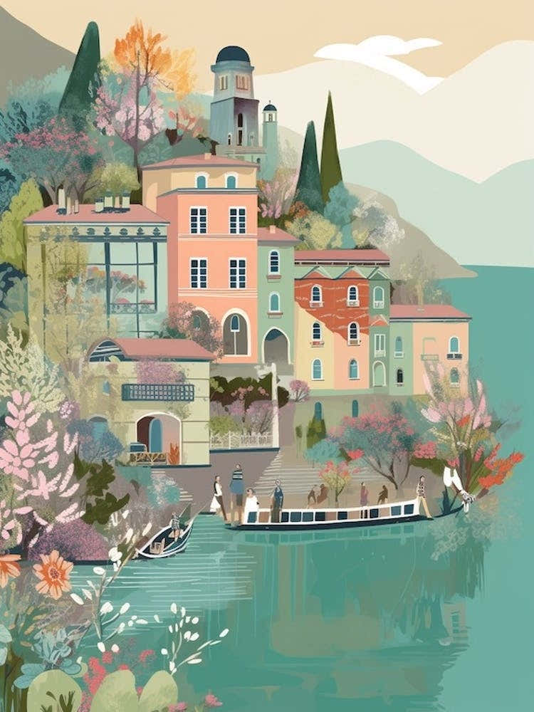 Lake Como 2, Italy Illustration