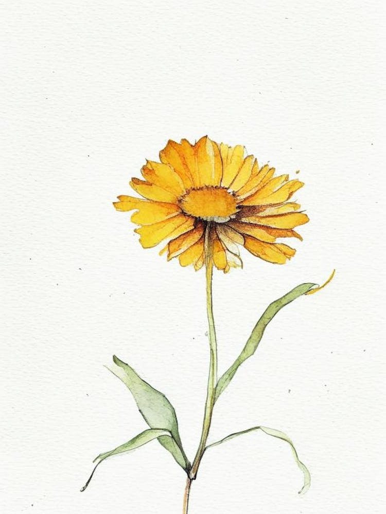 Calendula Leaf Minimalist Watercolour 1