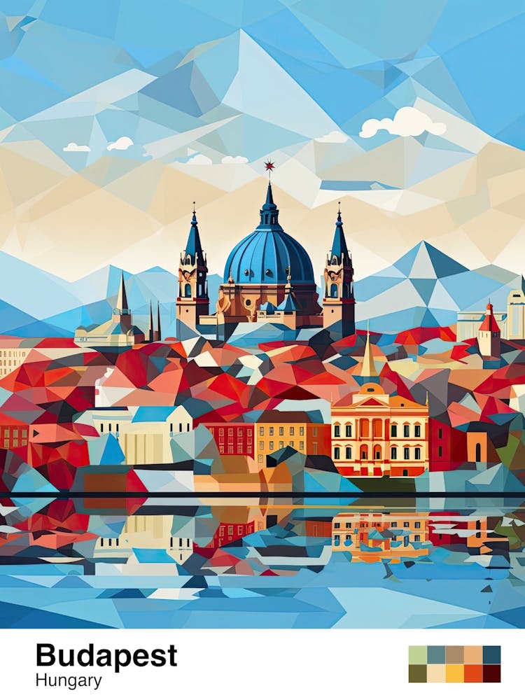Budapest, Hungary, Geometric Illustration 4 Poster