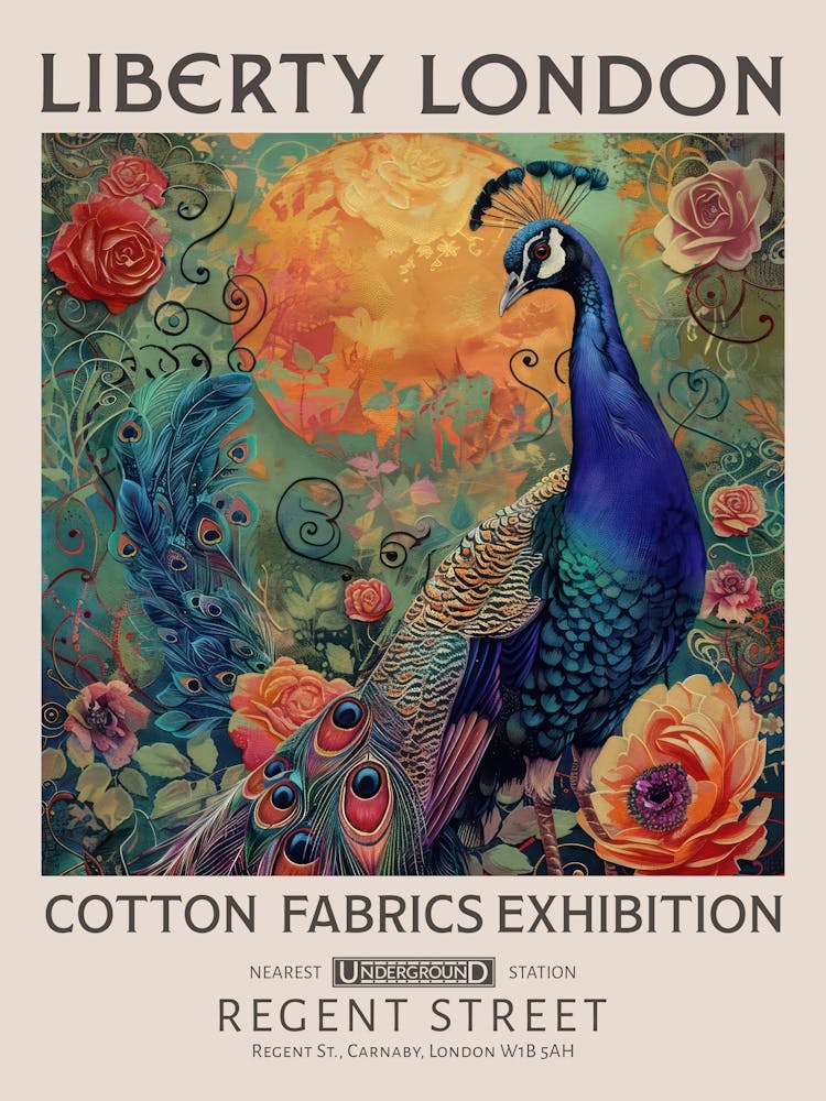 Liberty London Print William Morris Textiles Peacock Sun