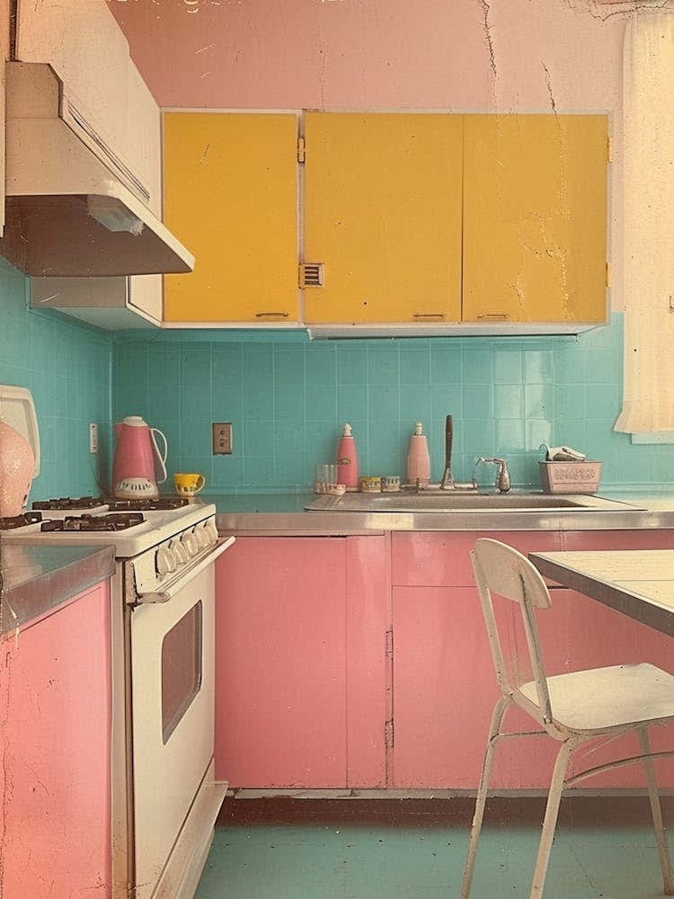 Retro Pastel Kitchen Polaroid Inspired 1