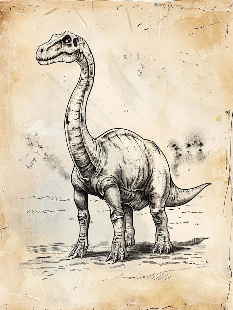 Camarasaurus Dinosaur Black Ink Illustration 2