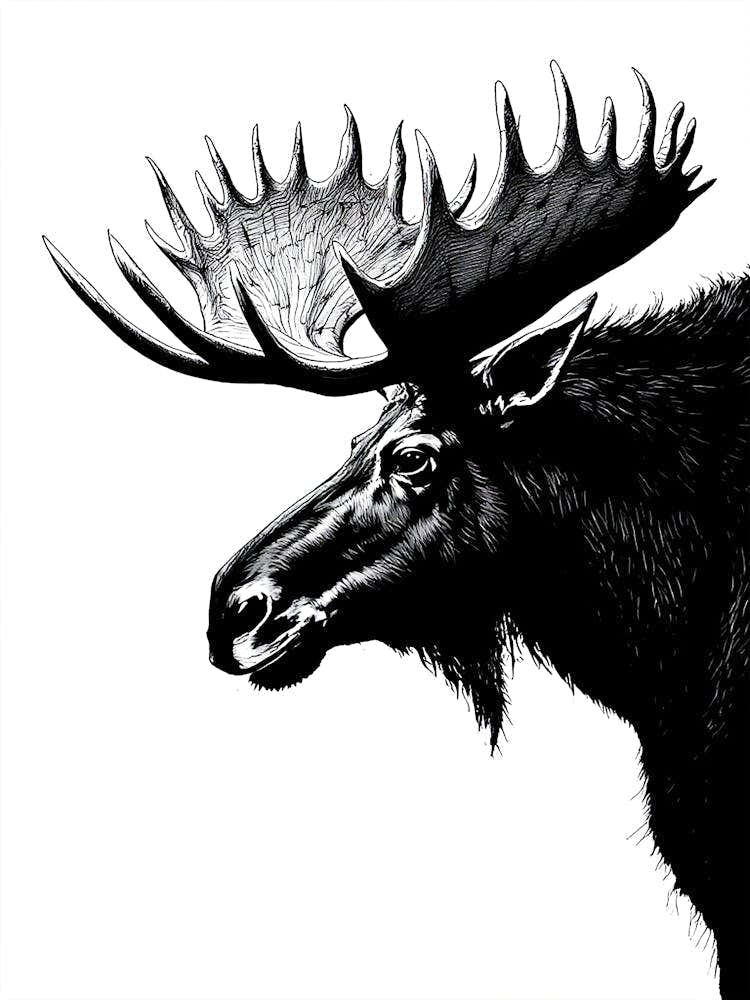 Moose Head With Large Antlers