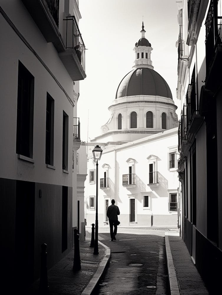 Cadiz, Spain, Black And White Old Photo 3