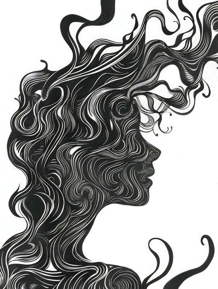 Portrait Of A Woman With Hair