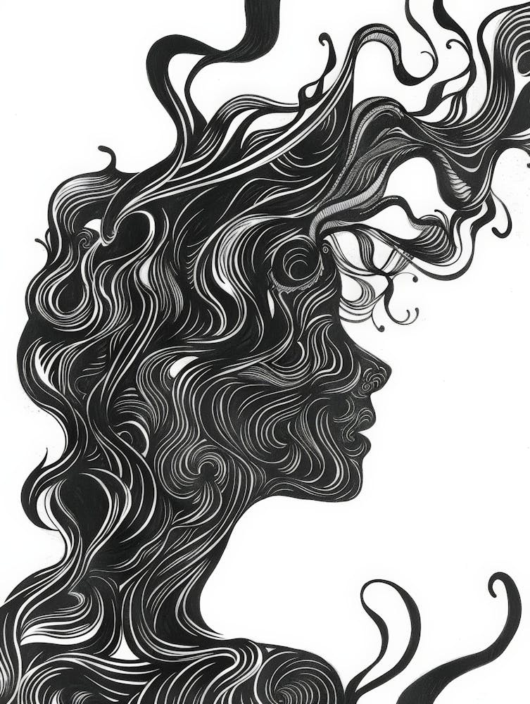 Portrait Of A Woman With Hair