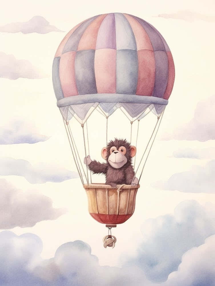 Baby Baboon In A Hot Air Balloon
