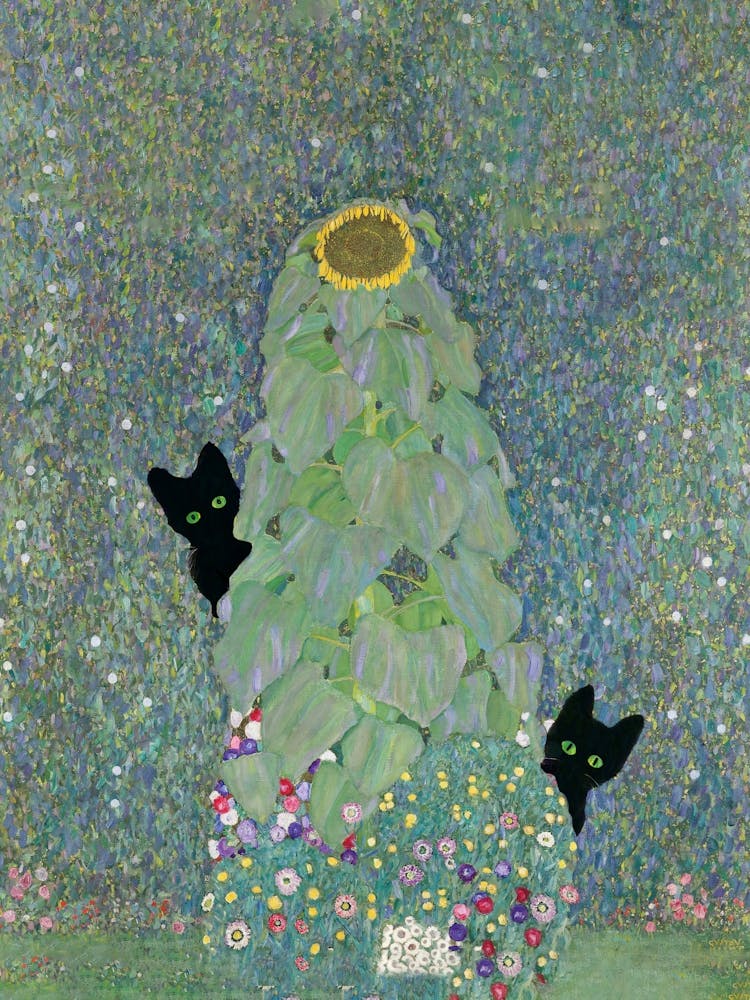 Sunflowers, Gustav Klimt  Inspired Cats