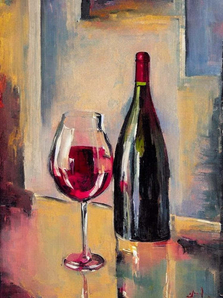 Pinot Noir Rosé Oil Painting Cocktail Poster
