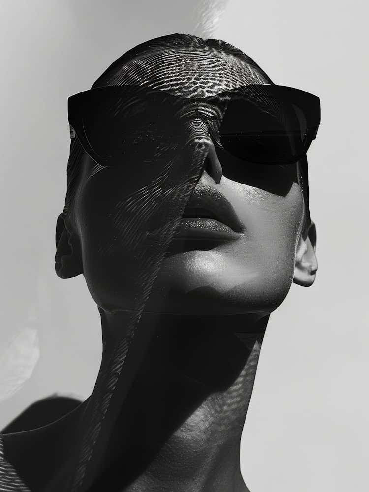 Black And White Portrait Of A Woman Wearing Sunglasses