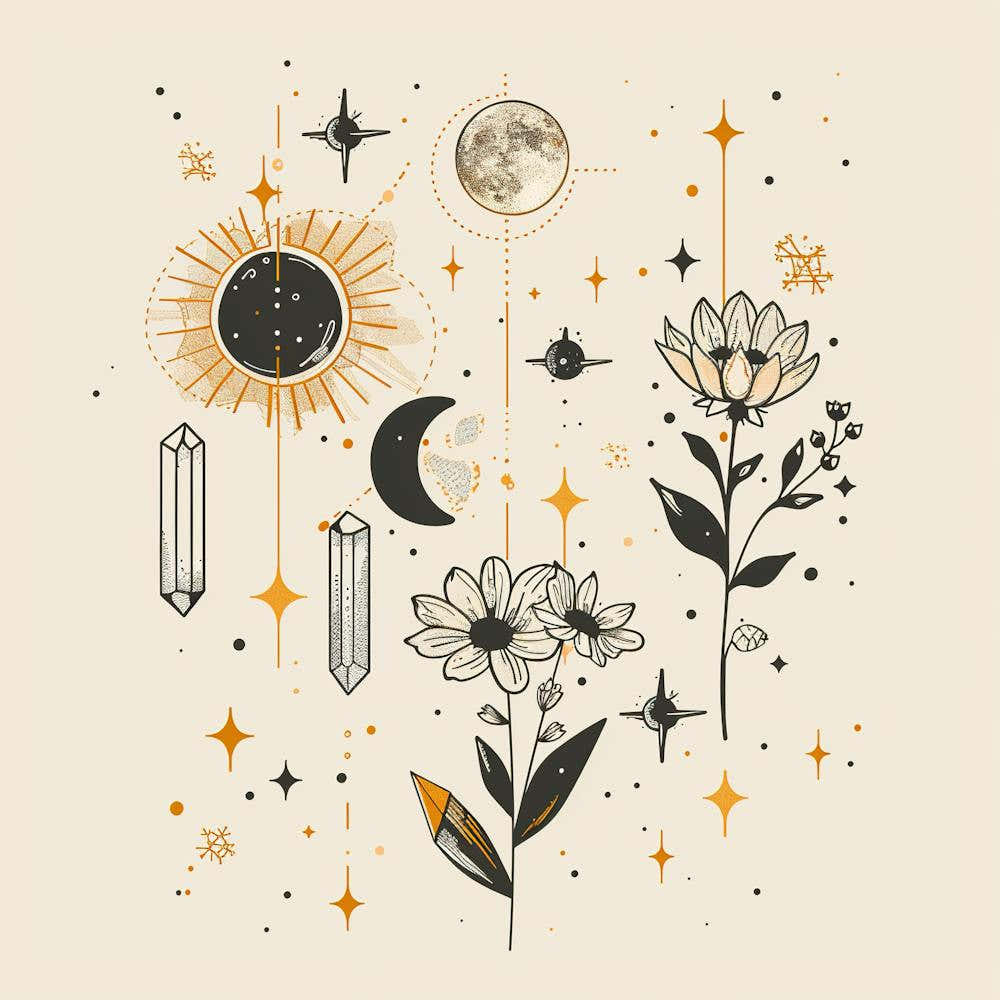 Minimalist Boho Celestial Moon