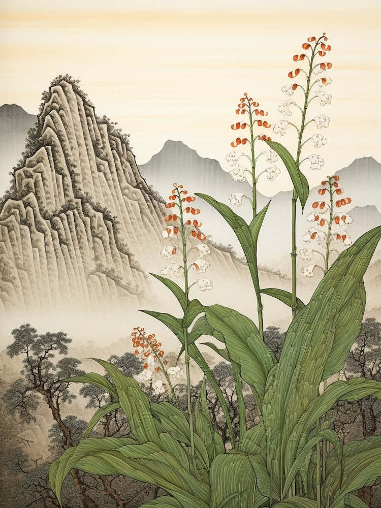 Suzuran Lily Of The Valley 1 Japanese Botanical Illustration