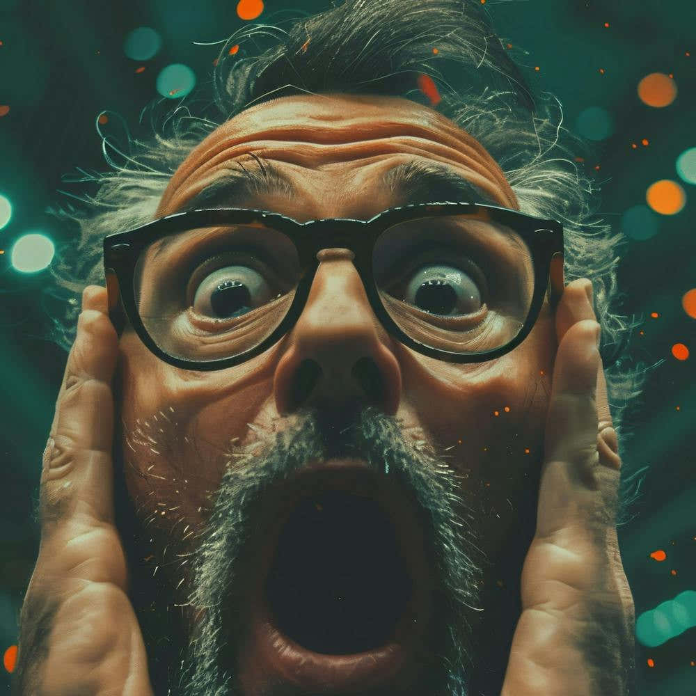 Surprised Man With Glasses