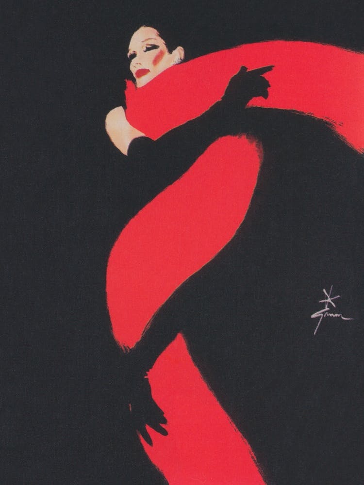 Woman Wearing Red Scarf Vintage Fashion Poster
