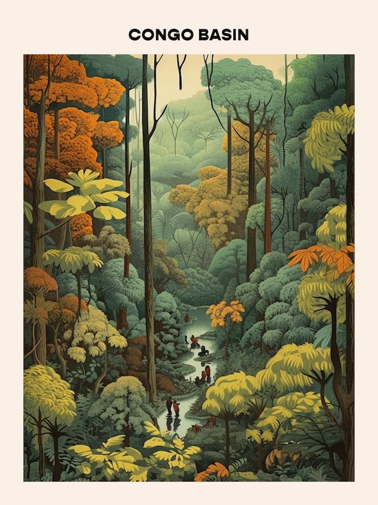 Congo Basin Midcentury Travel Poster