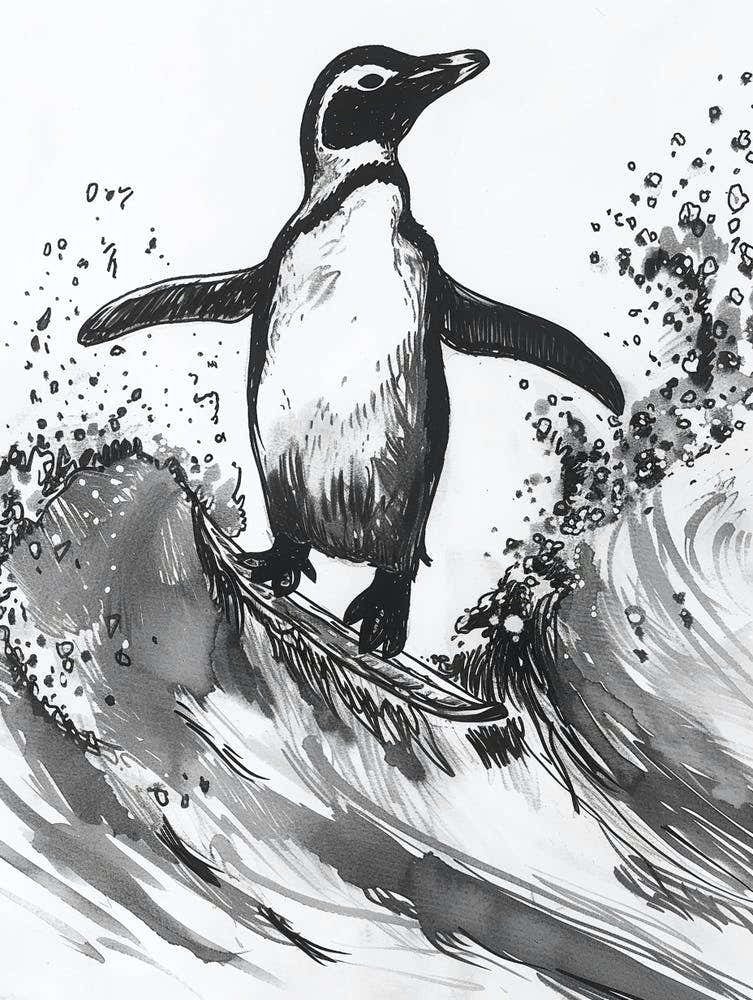 King Penguin Surfing Waves 4