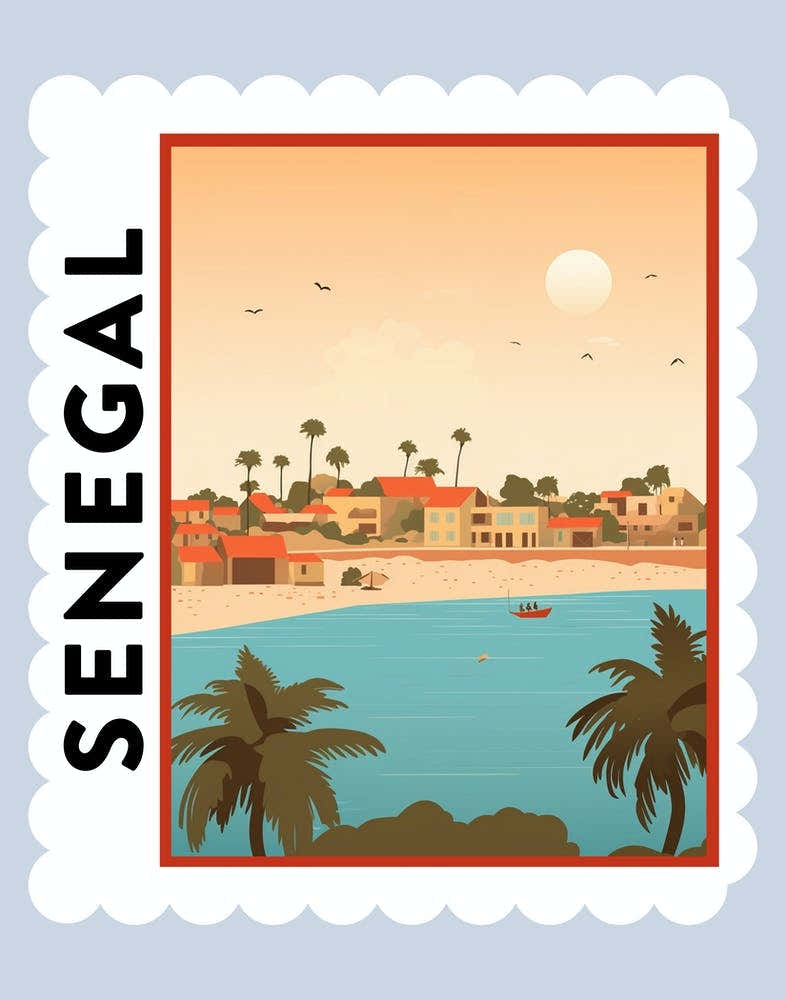 Senegal Travel Stamp Poster
