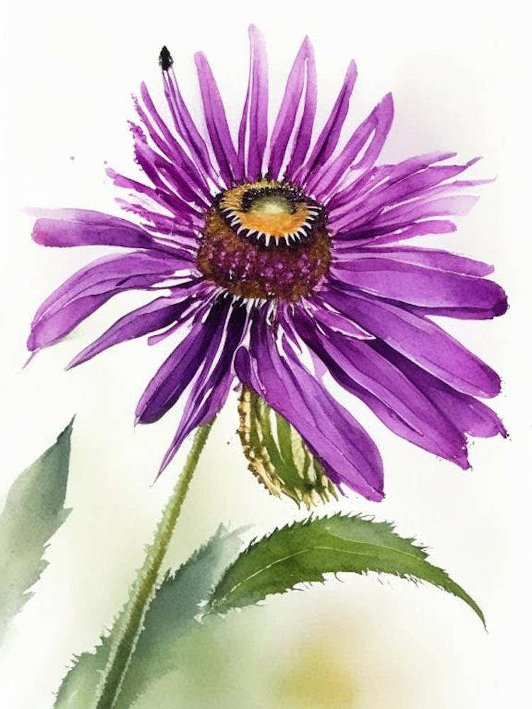 Purple Coneflower Wildflower Watercolour 1