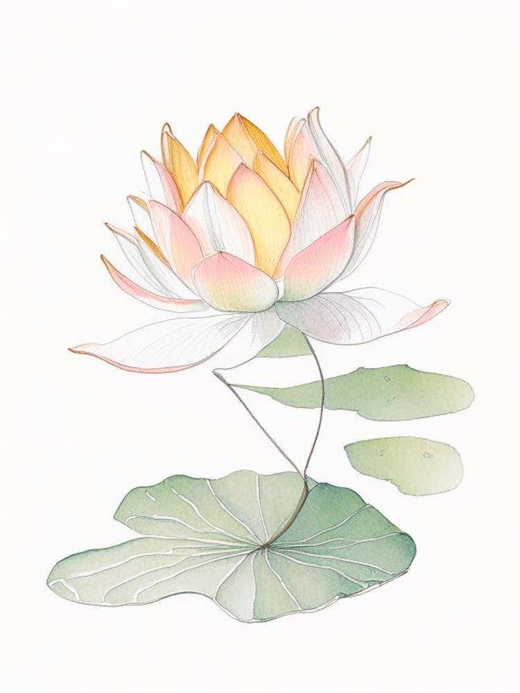 Amur Lotus Pencil Illustration 3