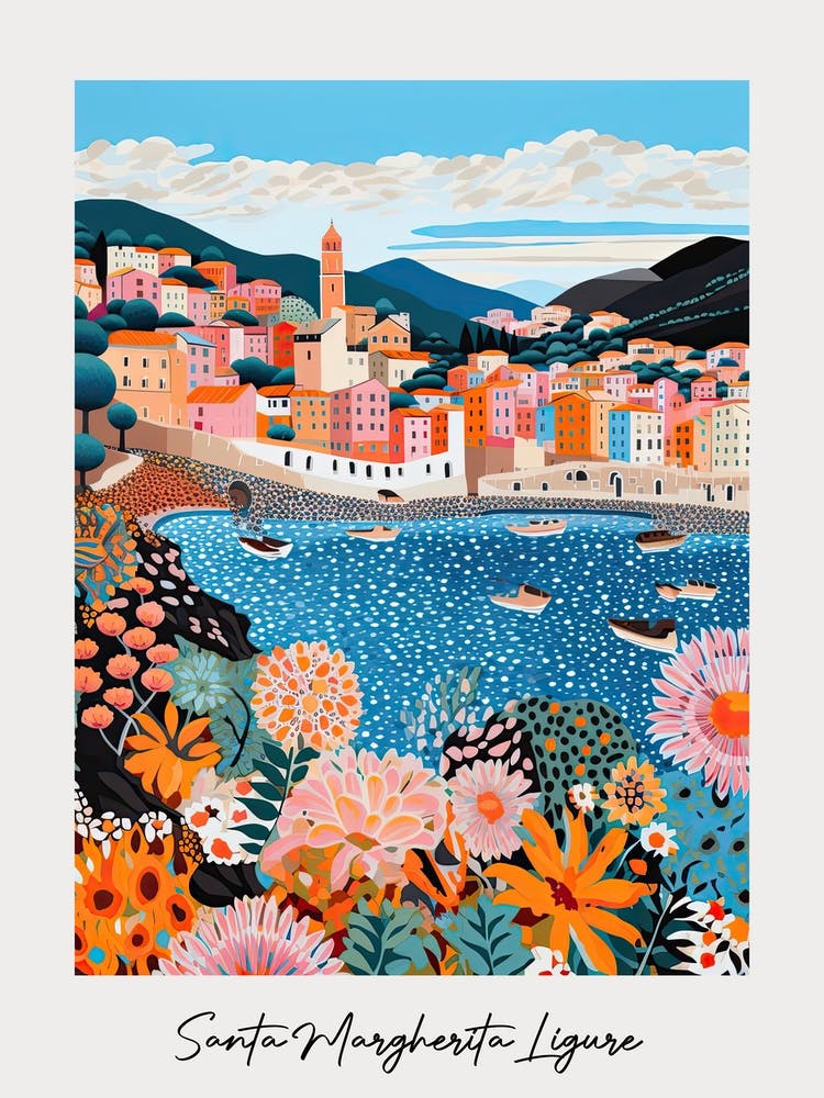 Poster Of Santa Margherita Ligure, Italy, Illustration In The Style Of Pop Art 1