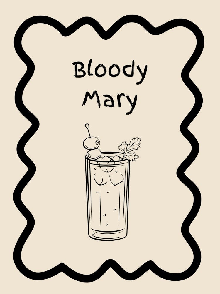 Bloody Mary Doodle Poster B&W