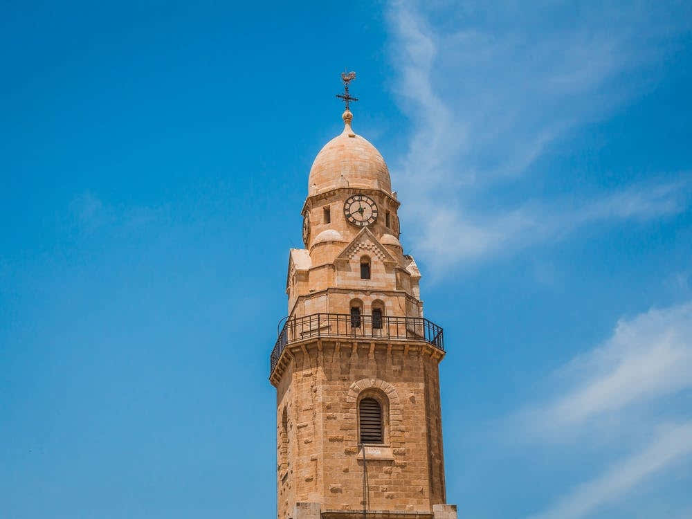 The Clock Tower Of The Abbey Of The Dormition Building At Mount Zion In Jerusalem 1