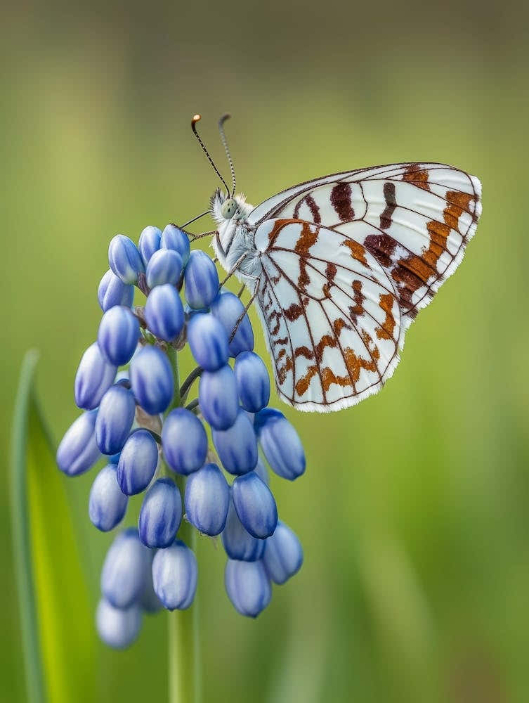 Butterfly On Blue Hyacinth