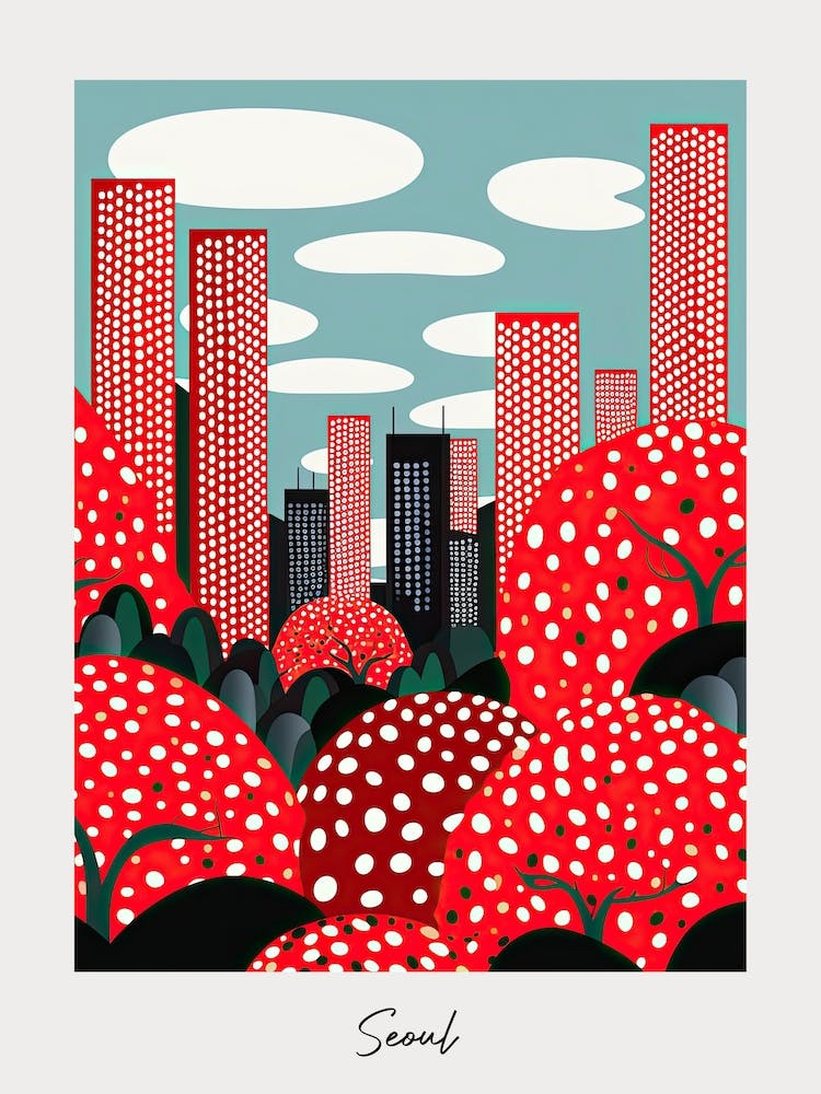 Poster Of Seoul, Illustration In The Style Of Pop Art 1