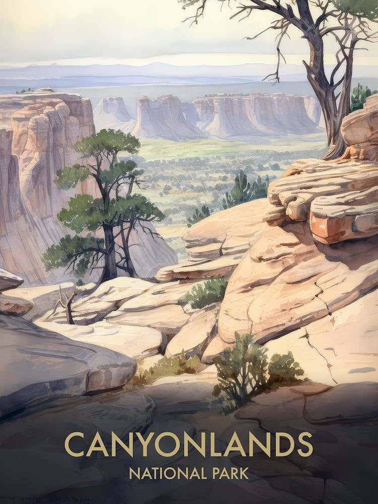 Canyonlands National Park Watercolour Vintage Travel Poster 2
