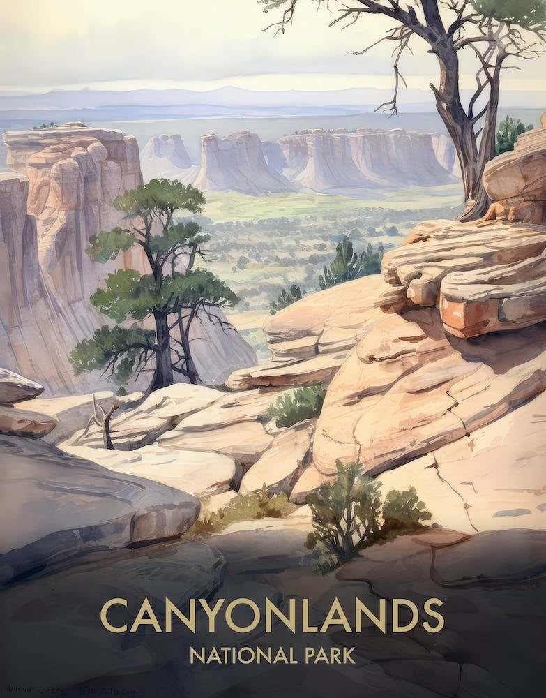 Canyonlands National Park Watercolour Vintage Travel Poster 2