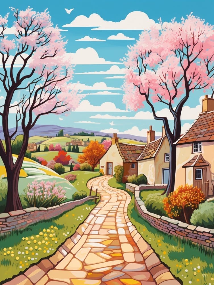 The Cotswolds England 3 Hike Illustration