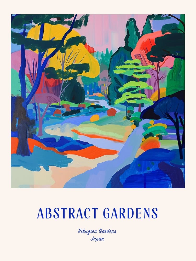 Colourful Gardens Rikugien Gardens Japan 4 Blue Poster