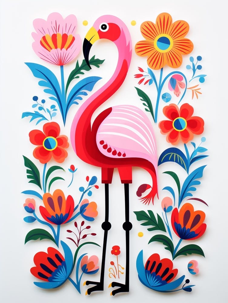 Scandinavian Bird Illustration Flamingo 3