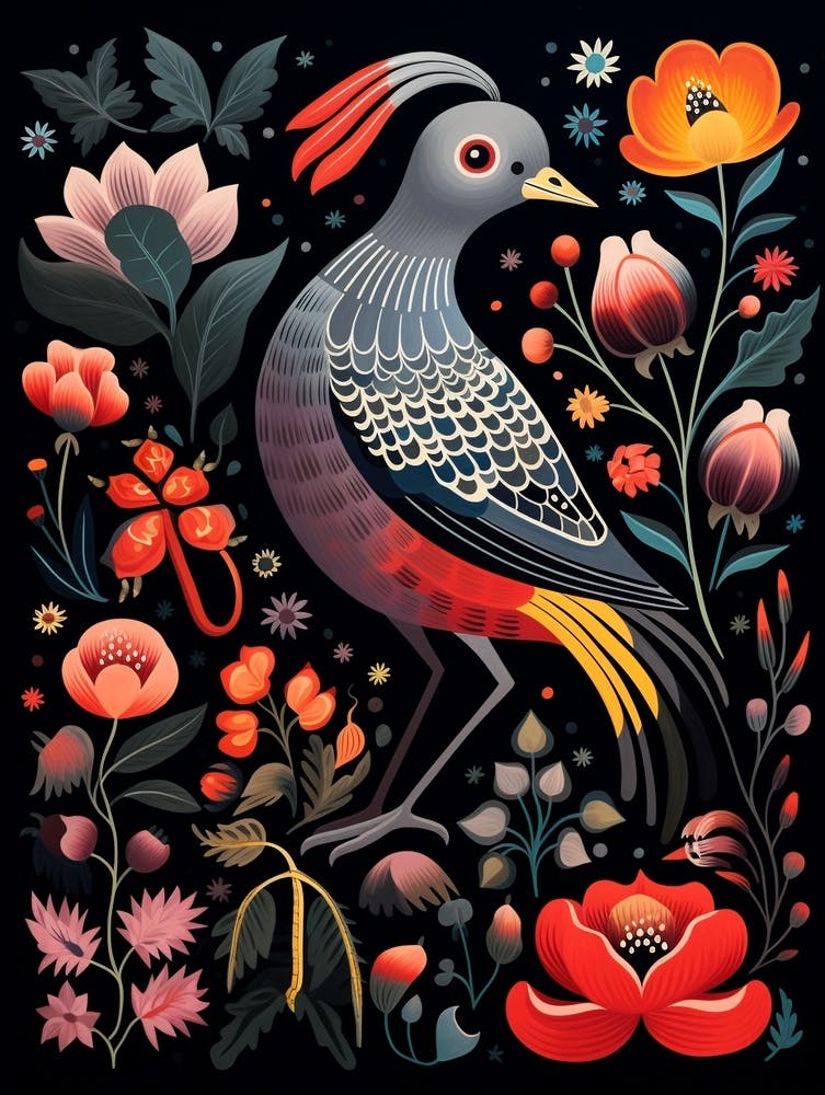 Folk Bird Illustration Grey Plover 1