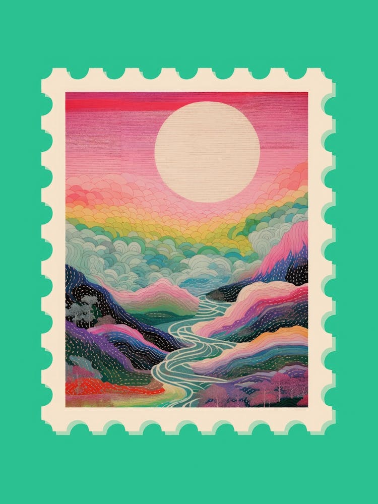 Colorful Mountains Stamp